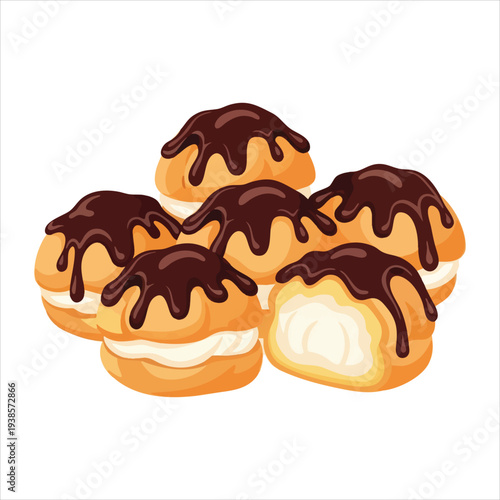 Profiteroles dessert art illustration