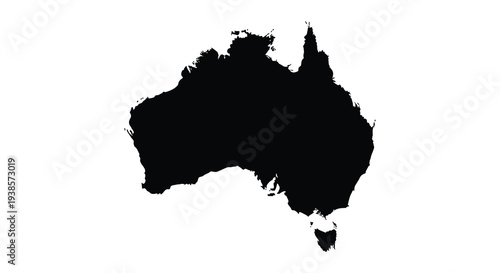 A striking black silhouette depicts the continental outline of australia showcasing its unique geographical form silhouette high quality professional