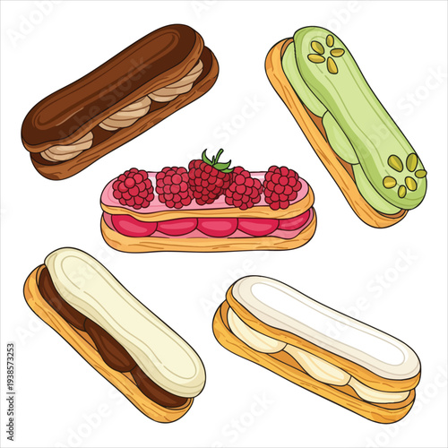 Éclair art dessert illustration image