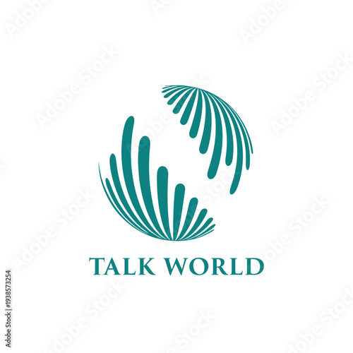 Abstract global communication shell logo for international networking and media Talk World