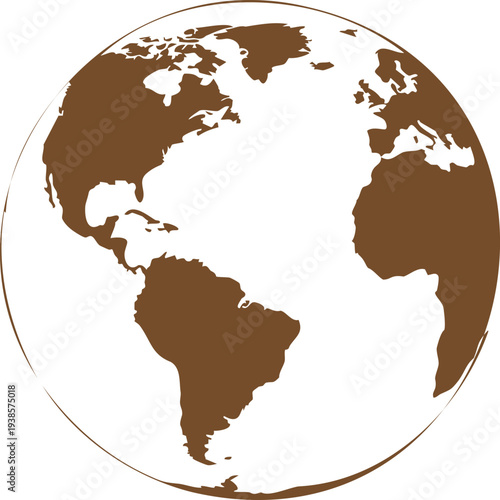 Brown and white minimalist globe earth