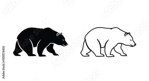 Black and white bear silhouettes Vector