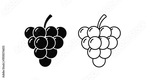 Black white grape cluster icons Vector