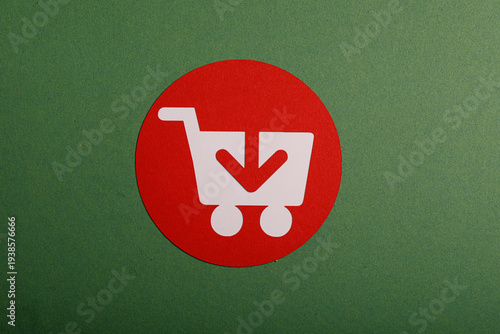 Red and white shopping cart...