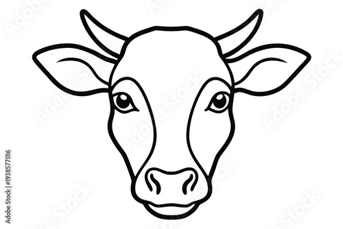 cow head silhouette line art vector illustration with a white background