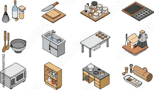 Kitchen Tool Icons vector illustration.