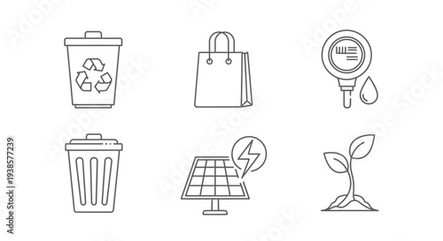 Eco-friendly icons set for sustainable living and environmental awareness.