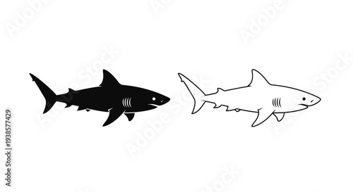 Black and white shark vector icons Vector