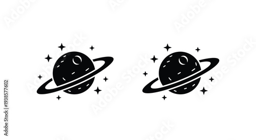 Minimalist saturn planets artwork Vector