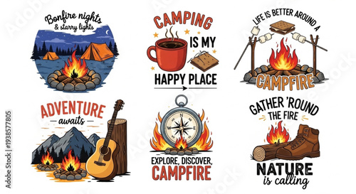 Camping Adventure Bonfire Nature Exploration Lifestyle.