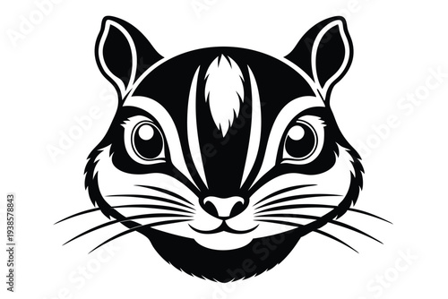 chipmunk head silhouette line art vector illustration with a white background