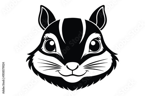 chipmunk head silhouette line art vector illustration with a white background
