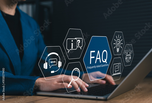 Bild auf Leinwand FAQ, Frequently Asked Questions Support Concept