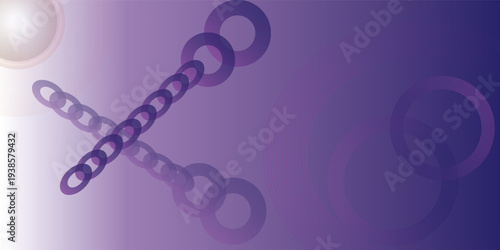 Abstract purple and violet gradient background featuring translucent overlapping rings, geometric circular patterns, and a soft glowing lens flare