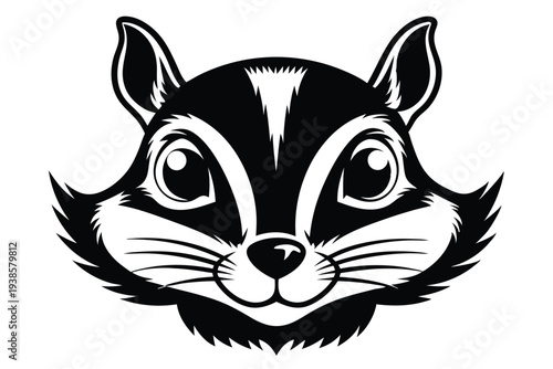 chipmunk head silhouette line art vector illustration with a white background