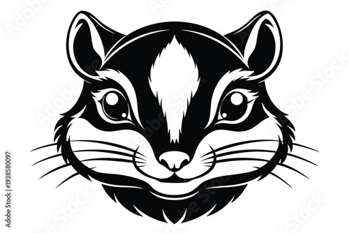 chipmunk head silhouette line art vector illustration with a white background