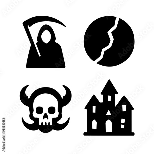 Grim Reaper Horror Symbol Icons Collection