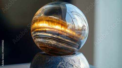 Close-up of gem rotating on stand showing movement of cat’s eye stripe 