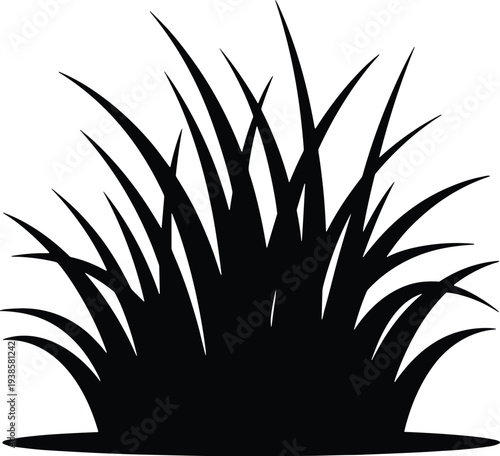 Black silhouette of grass blades on white background vector illustration