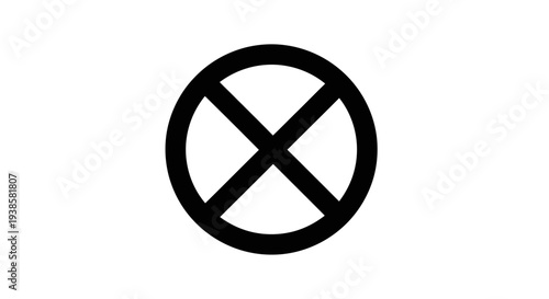 Black Circle with Cross Symbol Icon.