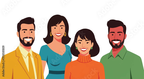 Diverse group smiling together isolated on white background vector illustration