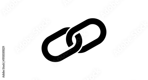 Black Chain Link Symbol Isolated White.