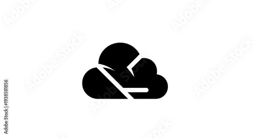 Black Cloud Icon with Diagonal Line.