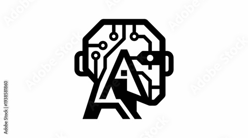 Artificial Intelligence AI Head Circuit Diagram.