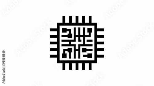 Microchip Icon with Circuitry Design.