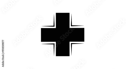 Black Medical Cross Symbol Icon.