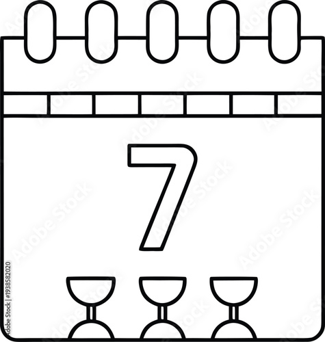 seven day or eight day passover count silhouette vector illustration on transparent background