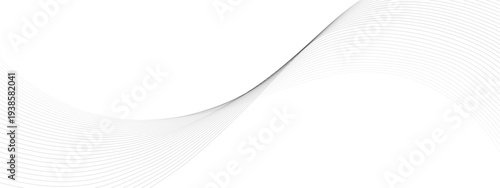 Abstract minimalist flowing grey lines wave pattern on transparent background.