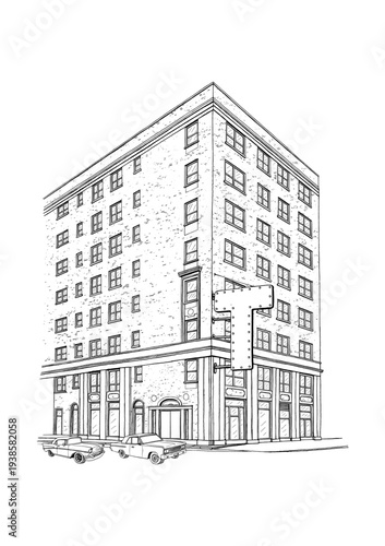 Classic Multi Story Office Building Architectural Vector