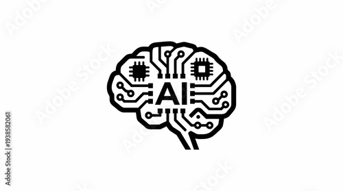 Artificial Intelligence Brain Circuitry Illustration.