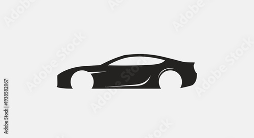 Black Sports Car Silhouette Side View.