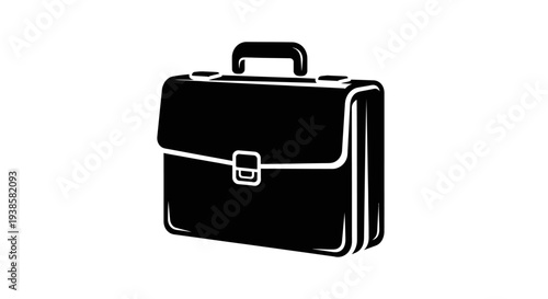 Black Briefcase with Handle and Clasp.