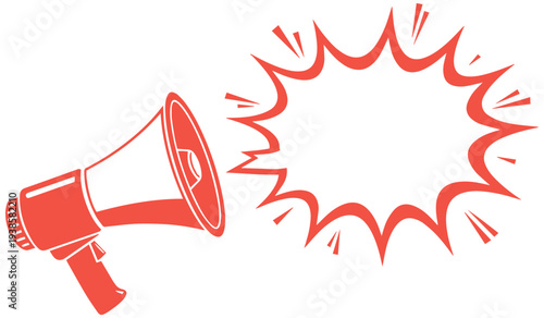 Megaphone announcement icon with speech bubble