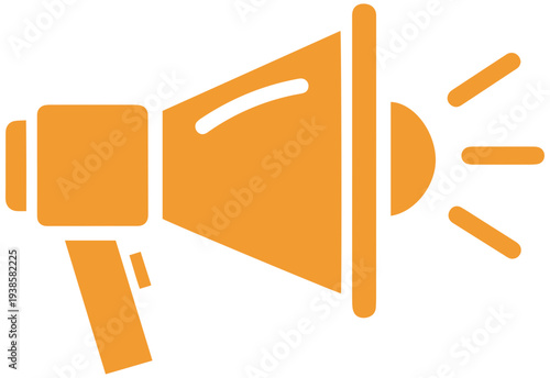 Vibrant orange megaphone with dynamic sound waves emitting loudly