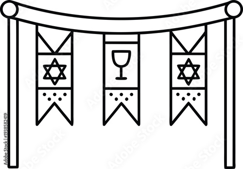 passover festival banner silhouette vector illustration on transparent background