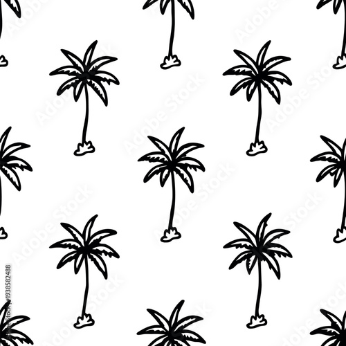 Seamless pattern with palm trees