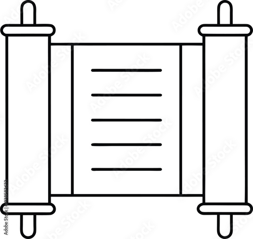 open torah scroll silhouette vector illustration on transparent background