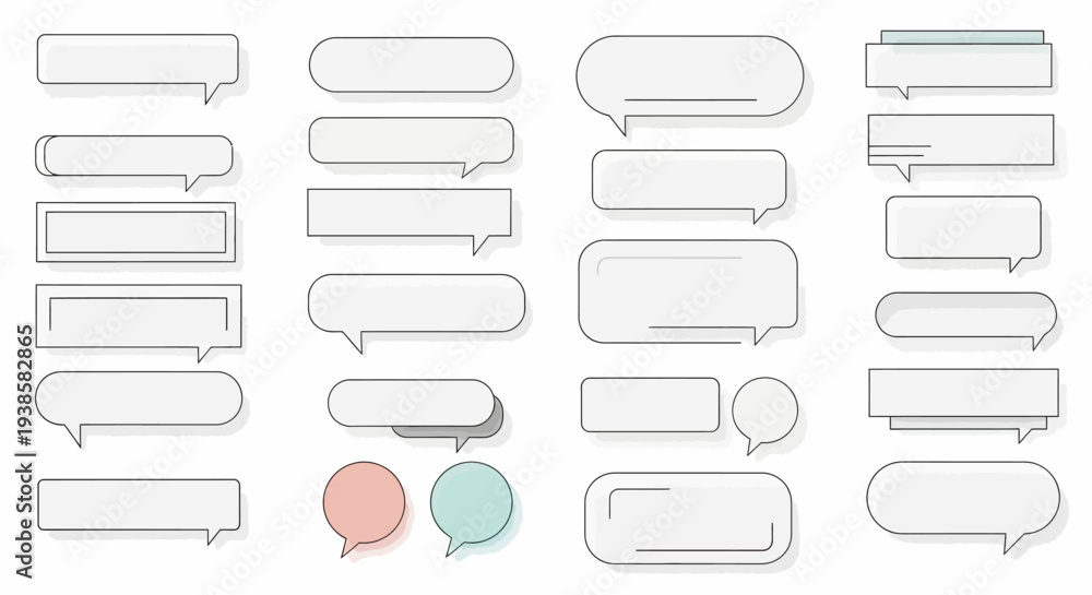 Obraz premium A collection of various message bubbles in different shapes and sizes, suitable for communication or storytelling