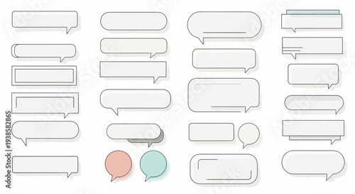 A collection of various message bubbles in different shapes and sizes, suitable for communication or storytelling