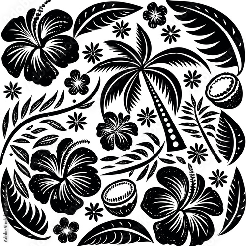Seamless pattern with palm trees