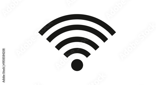 WiFi Symbol Icon Black on White.