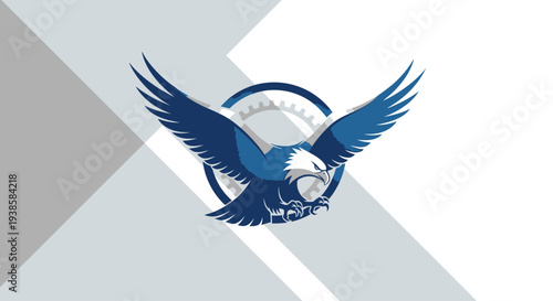 Blue Eagle Logo Flying High Illustration.