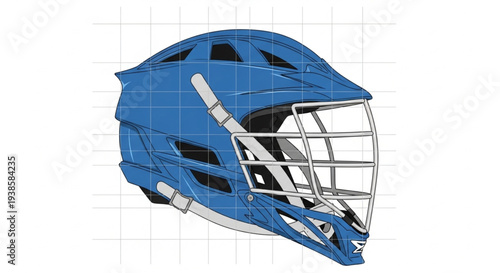 Blue Lacrosse Goalie Helmet With Protective Cage.