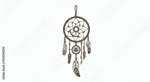 Dreamcatcher Hanging with Feathers and Web.