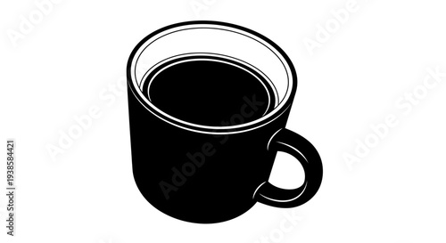Black Coffee in a Mug Illustration.