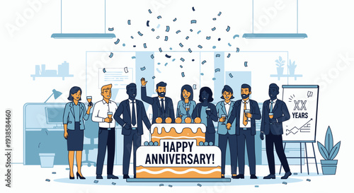 Group of Business People Celebrating Anniversary.